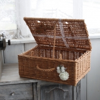 Svatební dekorace - schránka na želanie a peniaze prútený kufor 40x17x28cm