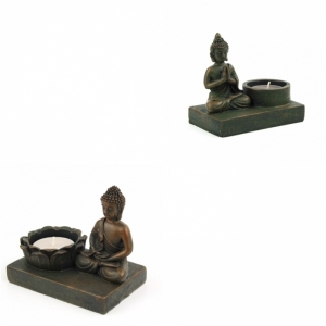 Svietnik Budha (sada 2ks) polyresin 7x11cm