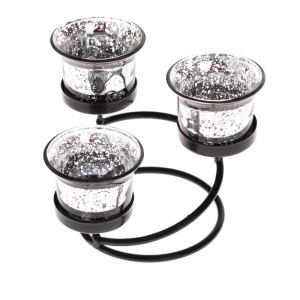 Svietnik na 3 čajové sviečky čierný