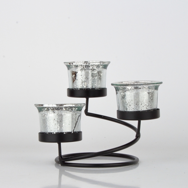 Svietnik na 3 čajové sviečky čierný