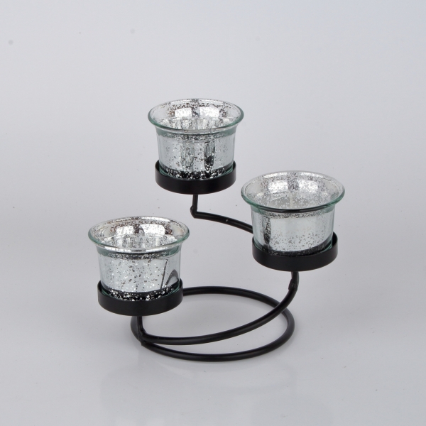 Svietnik na 3 čajové sviečky čierný