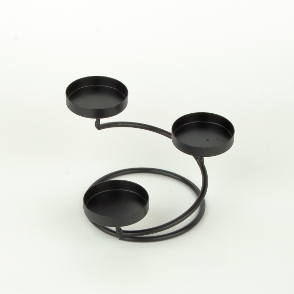 Svietnik na 3 čajové sviečky čierný