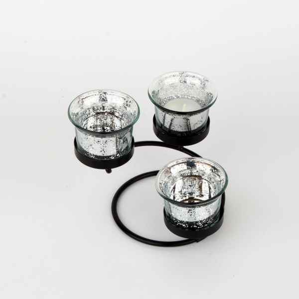 Svietnik na 3 čajové sviečky čierný