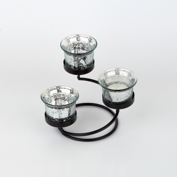 Svietnik na 3 čajové sviečky čierný