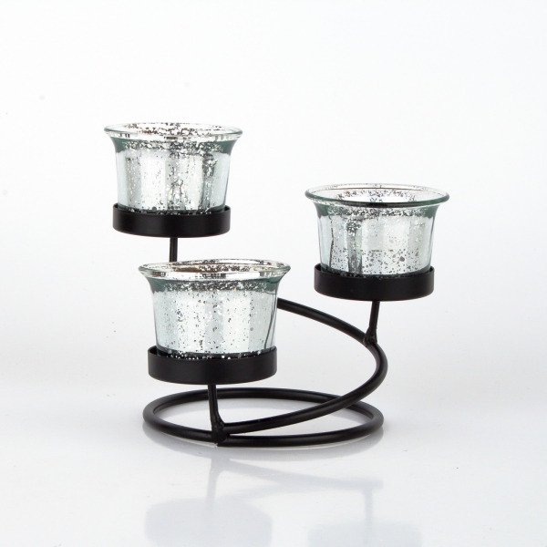 Svietnik na 3 čajové sviečky čierný
