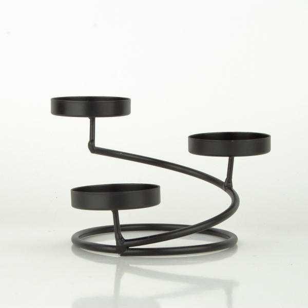 Svietnik na 3 čajové sviečky čierný