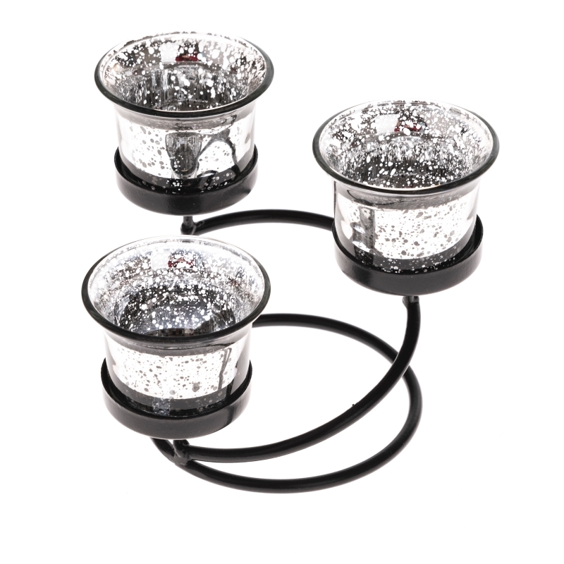 Svietnik na 3 čajové sviečky čierný