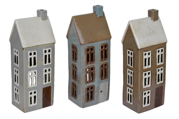 Svietnik na čajovku domček šedý