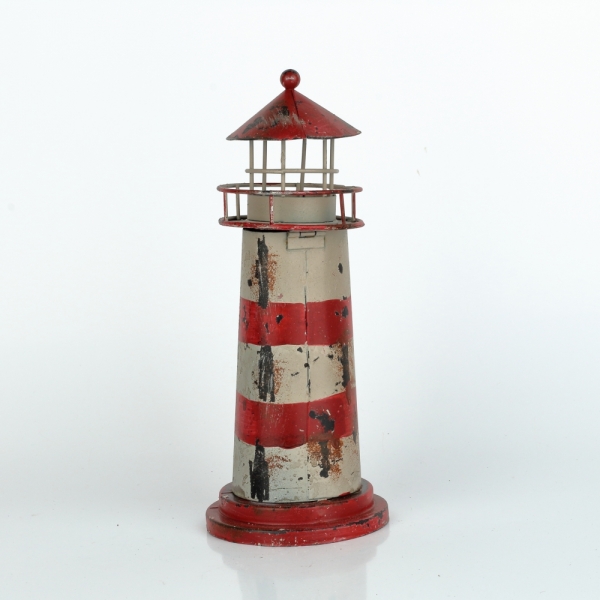Svietnik na čajovú sviečku maják červený 24cm 