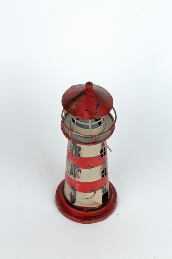 Svietnik na čajovú sviečku maják červený 24cm 