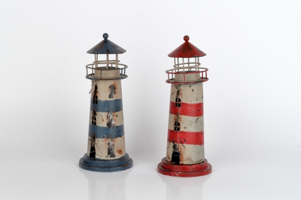 Svietnik na čajovú sviečku maják modrý 24cm