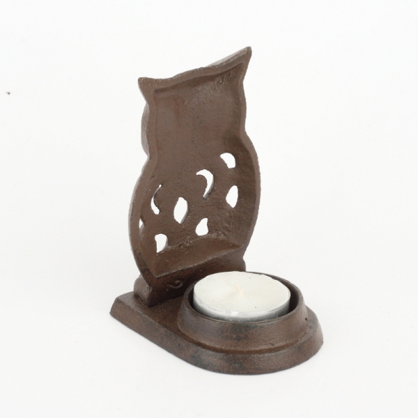 Svietnik na čajovú sviečku sova 6,5x8x11cm