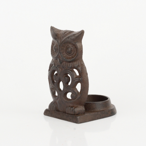 Svietnik na čajovú sviečku sova 6,5x8x11cm