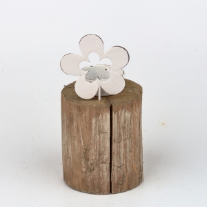 Svietnik na čajovú sviečku poleno s kytičkou 16,5cm