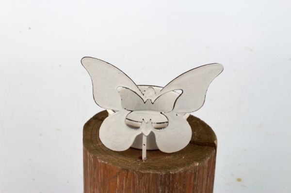 Svietnik na čajovú sviečku poleno s kytičkou 16,5cm