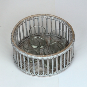 Svícen podnos s kalíšky na 4 svíčky 30x15cm