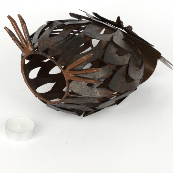 Svietnik sova tmavý 18x14x21cm 