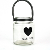 Svietniček sklenený - motív srdce 10cm