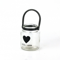 Svietniček sklenený - motív srdce 10cm