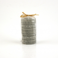 Sviečka šedo-biela s bodkami 10cm