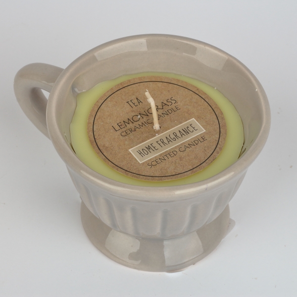 Sviečka v béžovom hrnčeku 9x8x6cm 