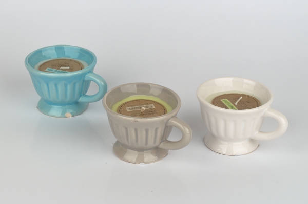 Sviečka v bielom hrnčeku 9x8x6cm