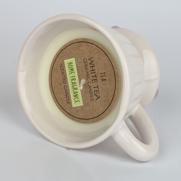 Sviečka v bielom hrnčeku 9x8x6cm