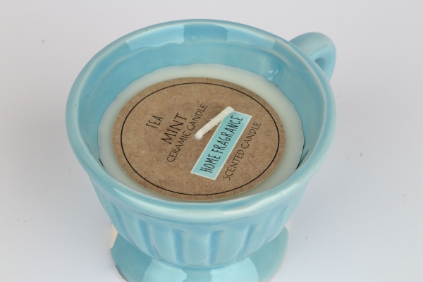 Sviečka v modrom hrnčeku 9x8x6cm