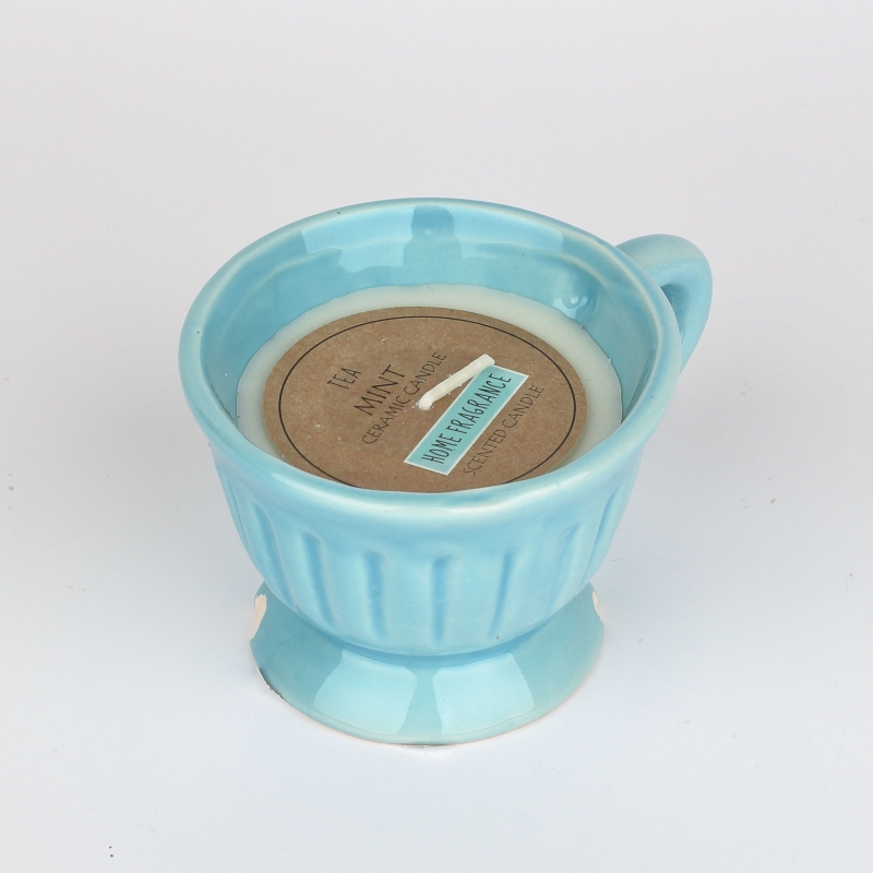 Sviečka v modrom hrnčeku 9x8x6cm