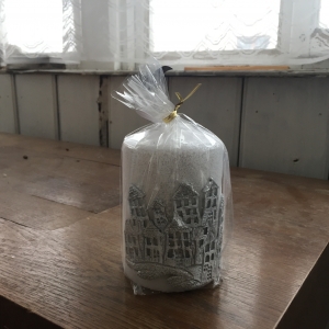 Sviečka vianočný čas valec biely 7x10cm