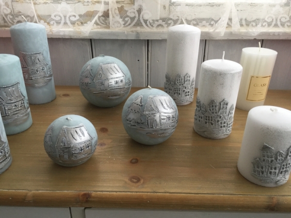 Sviečka vianočný čas valec biely 7x14cm