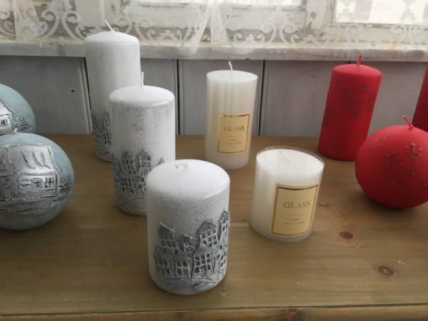 Sviečka vianočný čas valec biely 7x18cm