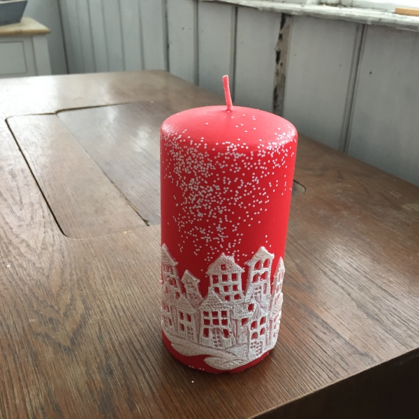 Sviečka vianočný čas valec červený 7x14cm