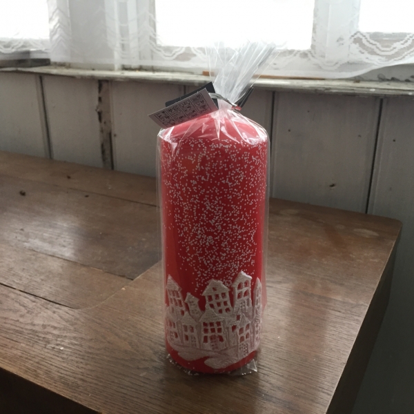 Sviečka vianočný čas valec červený 7x18cm