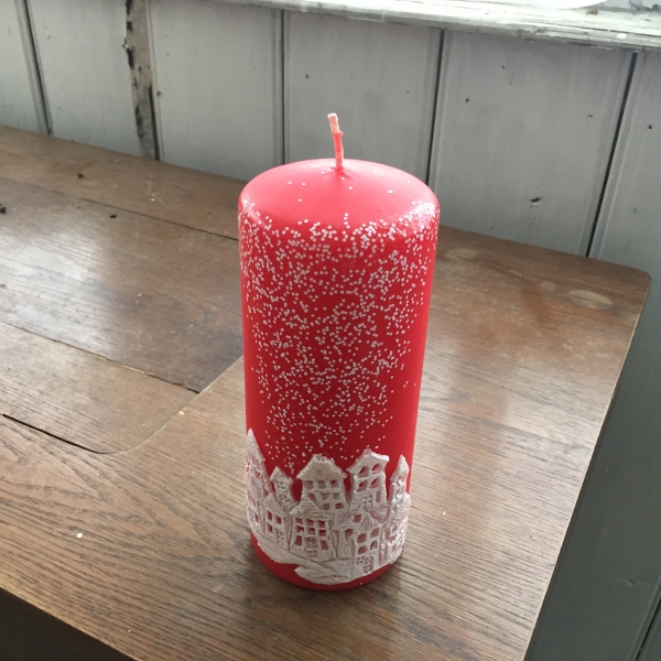 Sviečka vianočný čas valec červený 7x18cm