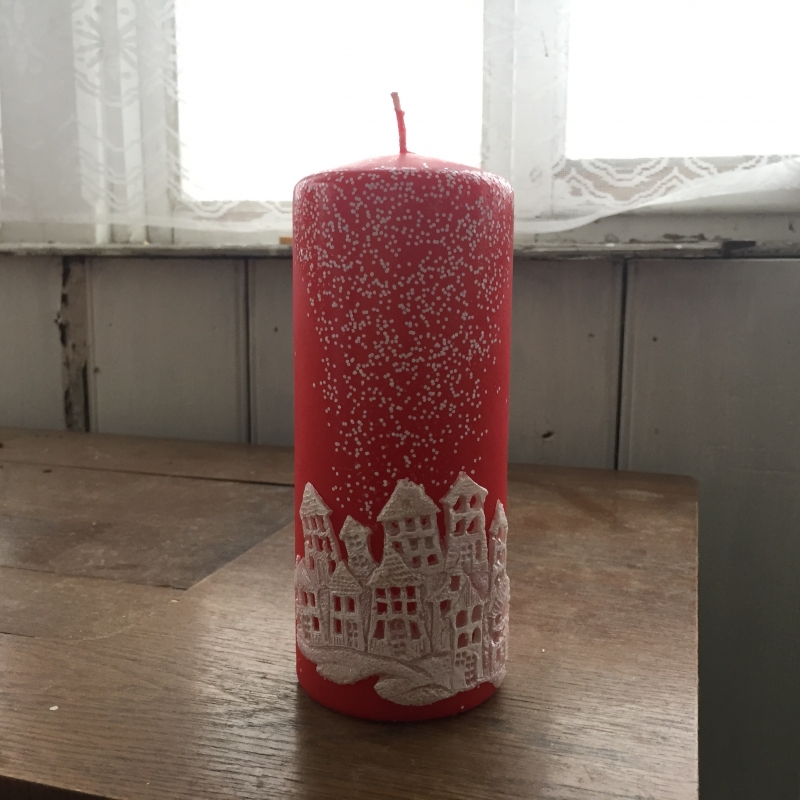 Sviečka vianočný čas valec červený 7x18cm