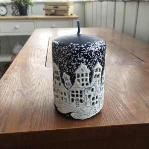 Sviečka vianočný čas valec modrý 7x10cm