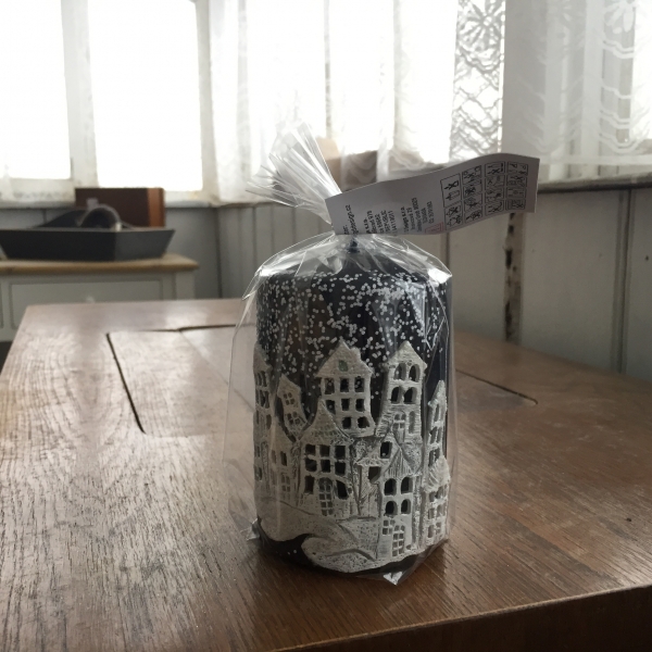 Sviečka vianočný čas valec modrý 7x10cm