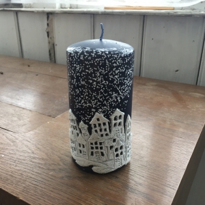 Sviečka vianočný čas valec modrý 7x14cm