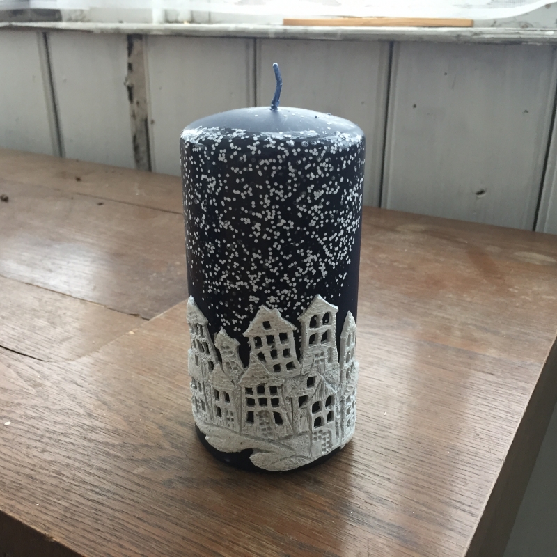 Sviečka vianočný čas valec modrý 7x14cm