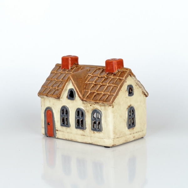 Svietiaci domček krémový 13,5 x 11 x 9 cm