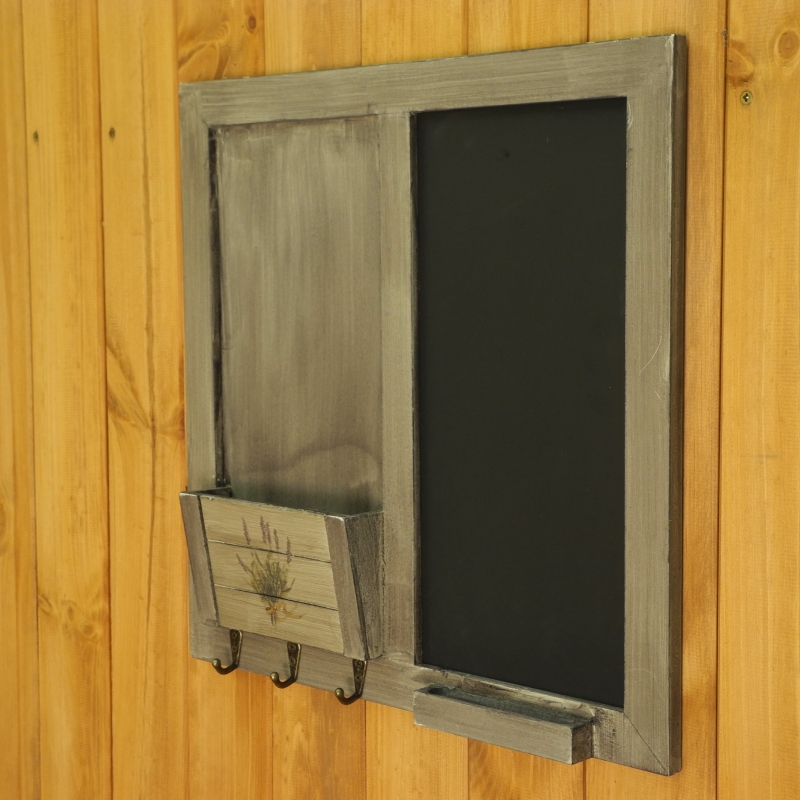 Tabuľa na kriedy + schránka na listy + háčiky na kľúče 40x40x5,5cm