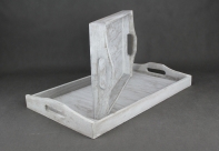 Tácka drevený s patinou (set 2ks) 50 /40cm