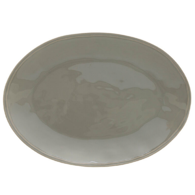 Tácka servírovacia FONTANA oválna šedá 40 x 29 cm keramická