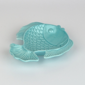 Tanier porcelánová ryba bledo modrá 18x15x3cm