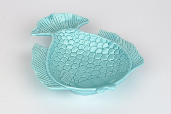 Tanier porcelánová ryba bledo modrá 18x15x3cm