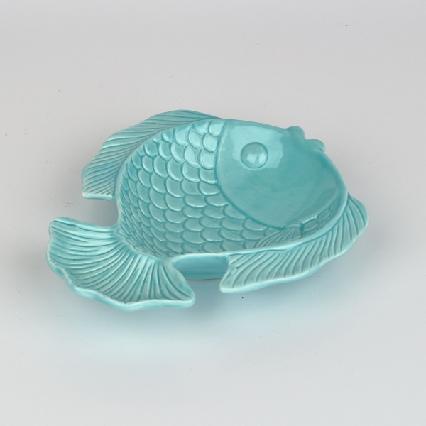 Tanier porcelánová ryba bledo modrá 18x15x3cm