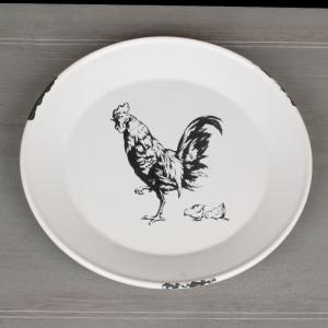 Tanier s kohútom biely 24cm