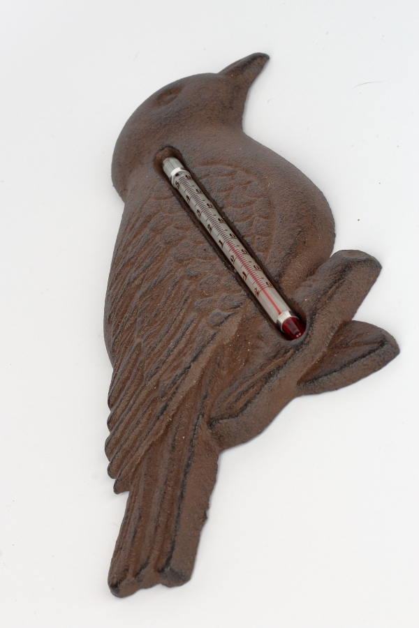 Teplomer kovový vtáčik 13,5x21cm