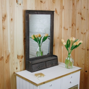 Toaletné zrkadlo v ráme so zásuvkami 45x70cm